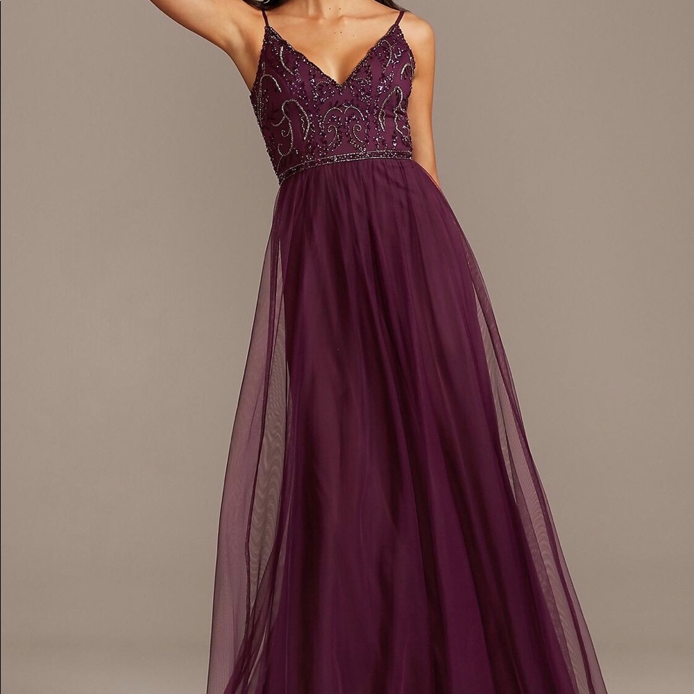 David’s bridal burgundy ALine Beaded Dress